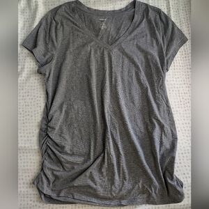 Gray V-Neck Women's Top